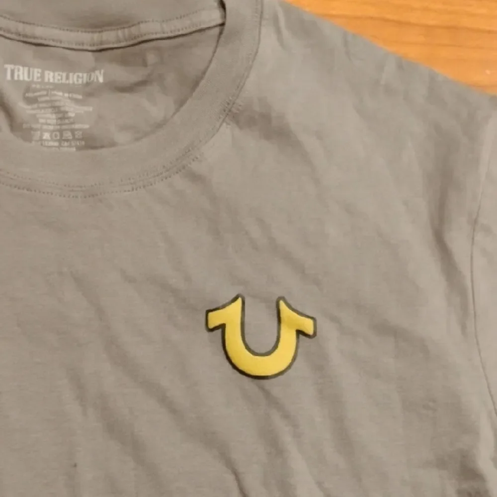 True Religion Gray Tee with Yellow Emblem